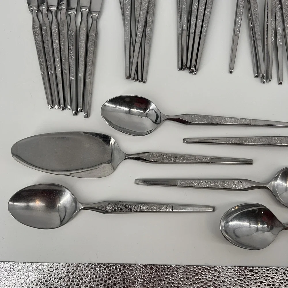 63 Piece WINTHROP W.M. Dalton Stainless Japan Flatware Including Serving Pieces
